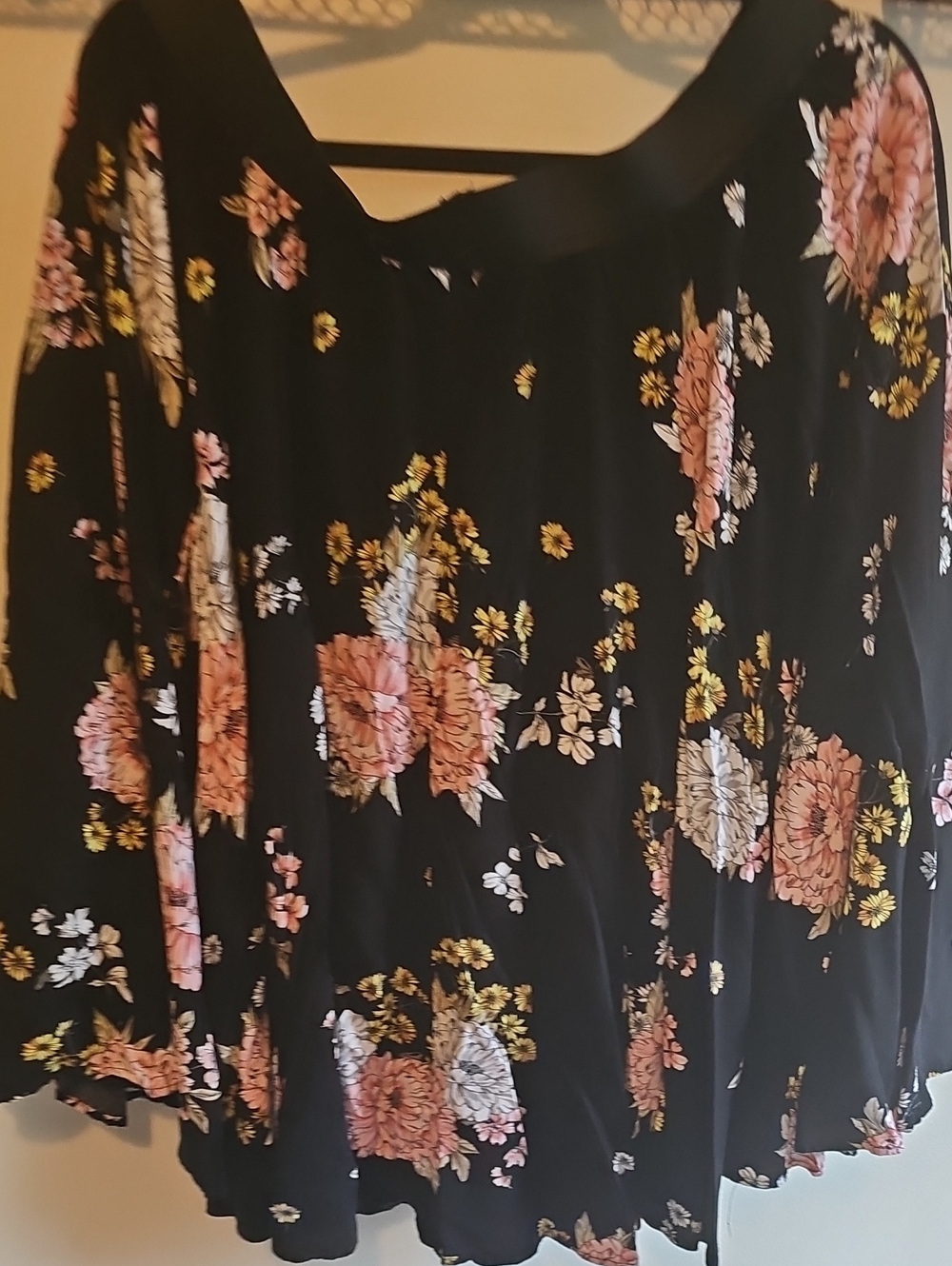 torrid Black Floral Skirt with Pink & Yellow Blooms